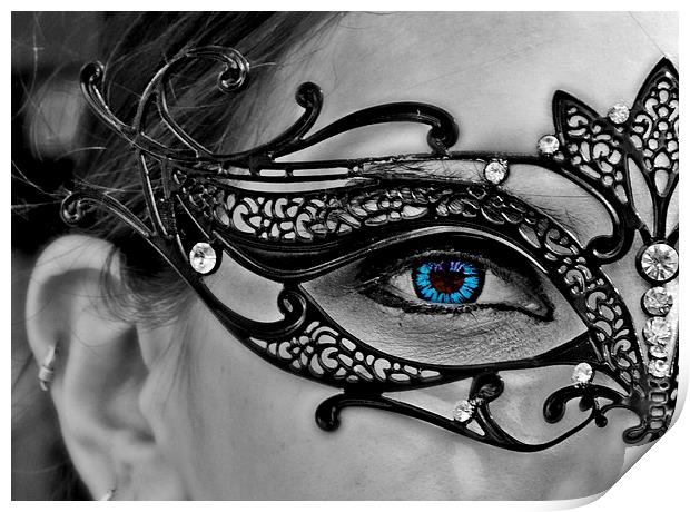 Stunning eye thru an elegant mask Print by Tom and Dawn Gari