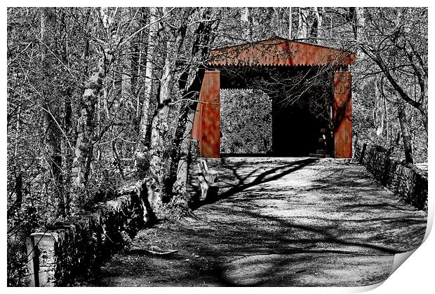 Red Covered Bridge Print by Tom and Dawn Gari