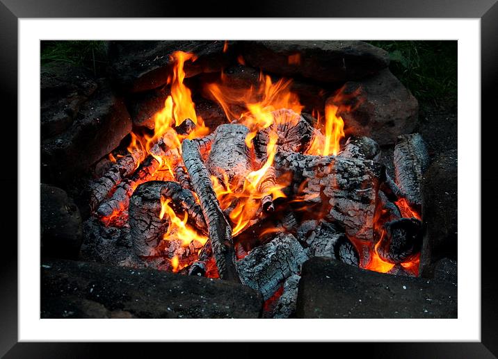 Open pit fire Framed Mounted Print by Martin Maran