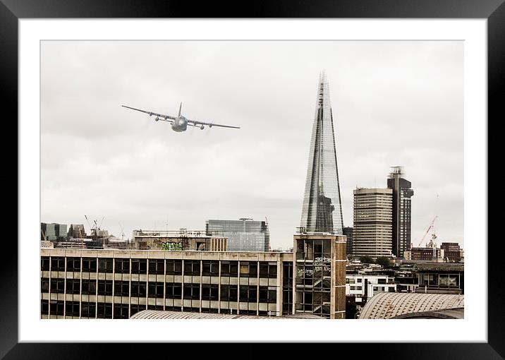 The Shard and the last flight of the C 130 k Framed Mounted Print by Ian Jones