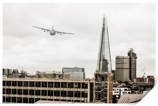 The Shard and the last flight of the C 130 k Print by Ian Jones