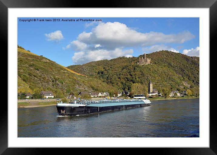 Maus Castle with a  Rhine Boat sailing past and th Framed Mounted Print by Frank Irwin