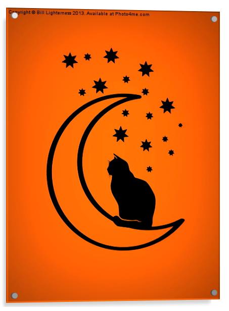 The cat and the moon Acrylic by Bill Lighterness