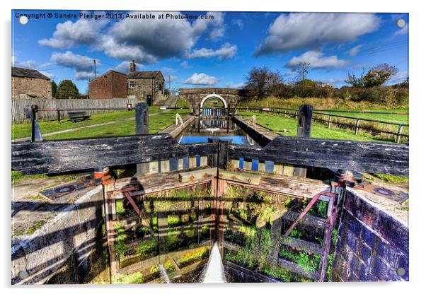 Lock  61 Johnsons Hillock Wheelton Acrylic by Sandra Pledger