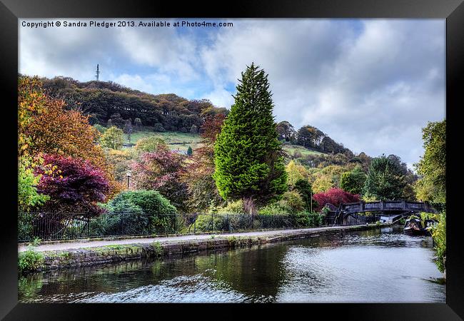 Park and Canal at Hebden Bridge Framed Print by Sandra Pledger