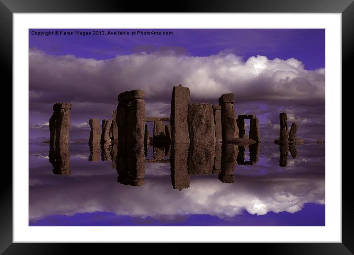 Stonehenge Reflections Framed Mounted Print by Karen Magee