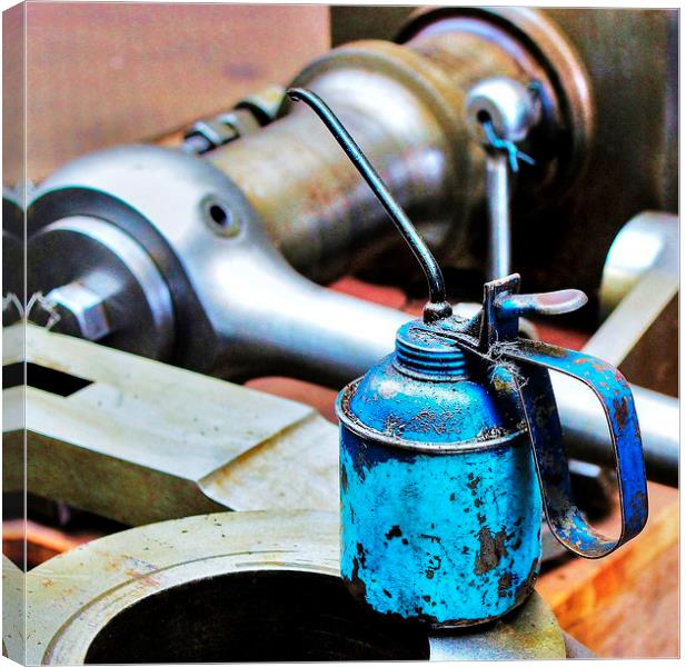 Oil can in the tool room. Canvas Print by Robert Cane