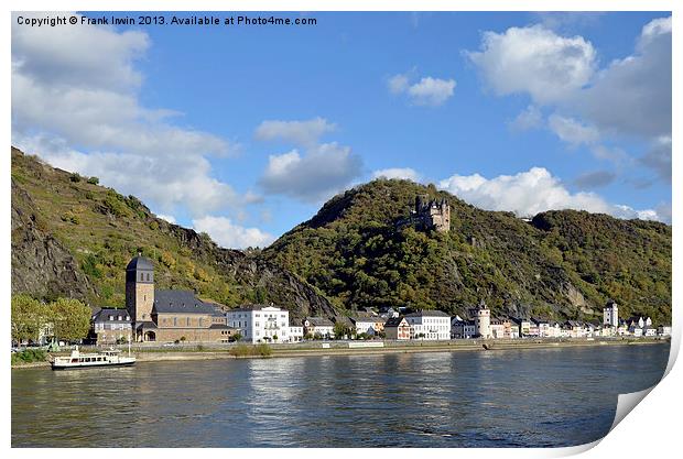 Burg Katz above St Goarshausen Print by Frank Irwin