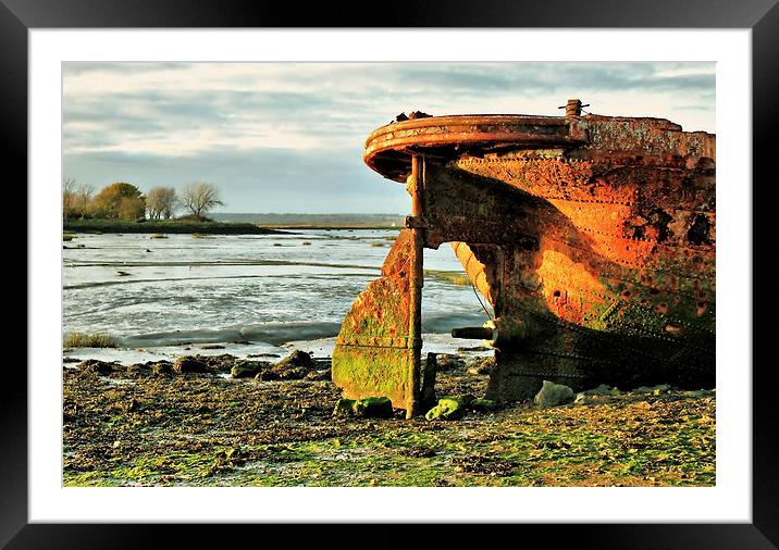 Riverside Country Park, Rusty Boat Framed Mounted Print by Robert Cane