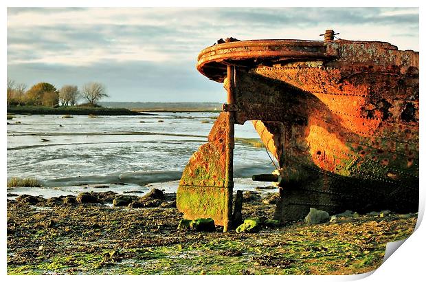 Riverside Country Park, Rusty Boat Print by Robert Cane