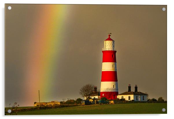 Lighthouse Under the Rainbow Acrylic by Simon Deacon