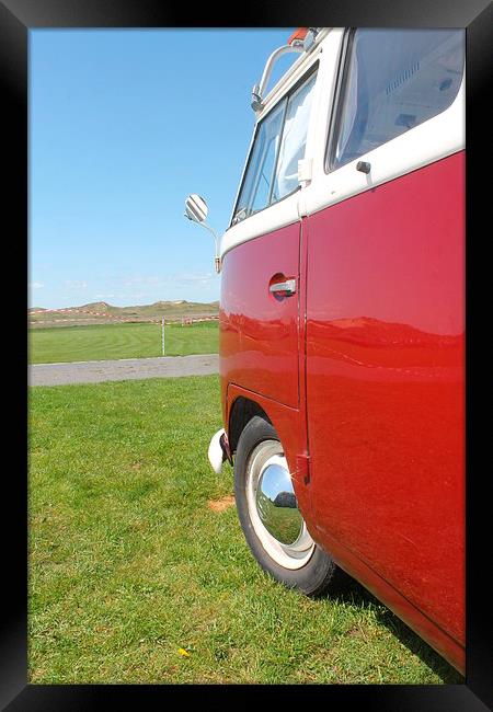 Red Camper Van Framed Print by Kayleigh Meek