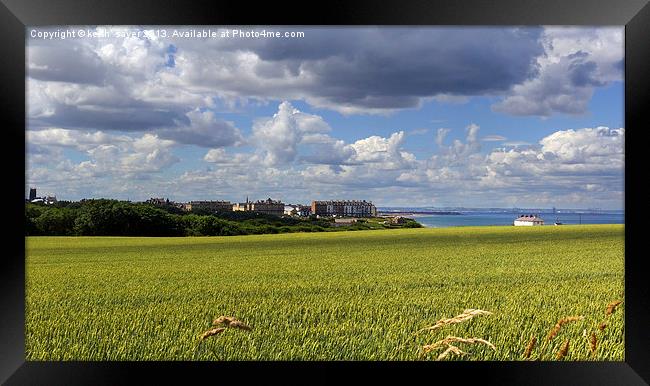 Beyond the fields to Saltburn Framed Print by keith sayer