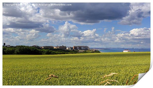 Beyond the fields to Saltburn Print by keith sayer
