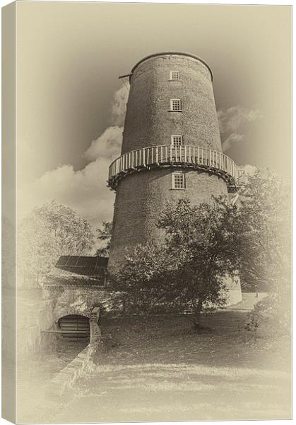 Portrait of Little Cressingham Water mill in Sepia Canvas Print by Mark Bunning