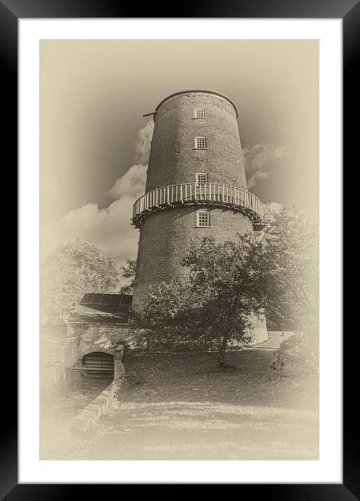 Portrait of Little Cressingham Water mill in Sepia Framed Mounted Print by Mark Bunning