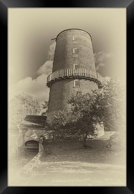 Portrait of Little Cressingham Water mill in Sepia Framed Print by Mark Bunning
