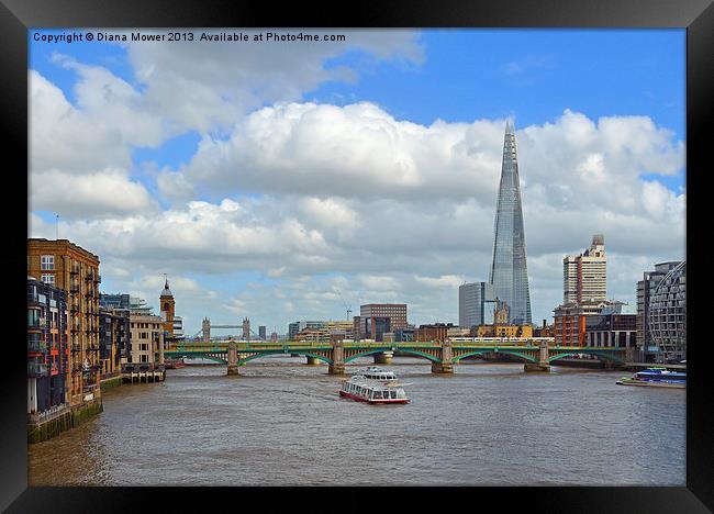 River Thames and London skyline Framed Print by Diana Mower