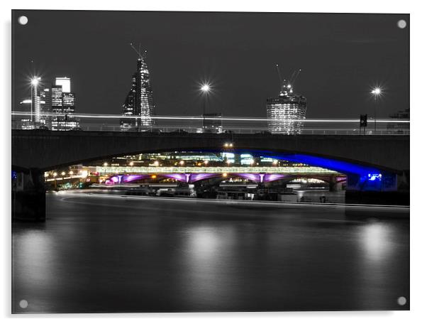 Waterloo  Bridge City London Acrylic by David French