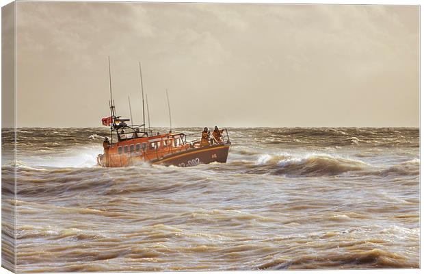 Lifeboat in heavy seas Canvas Print by Christine Kerioak