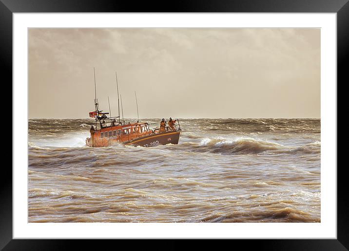 Lifeboat in heavy seas Framed Mounted Print by Christine Kerioak