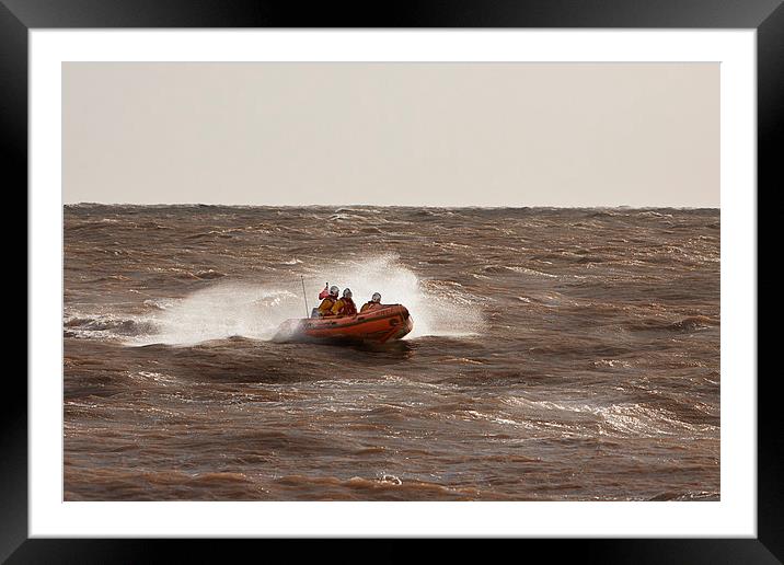 Lifeboat coming towards the shore Framed Mounted Print by Christine Kerioak