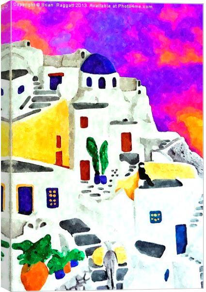 Greek Island Sunset Canvas Print by Brian  Raggatt