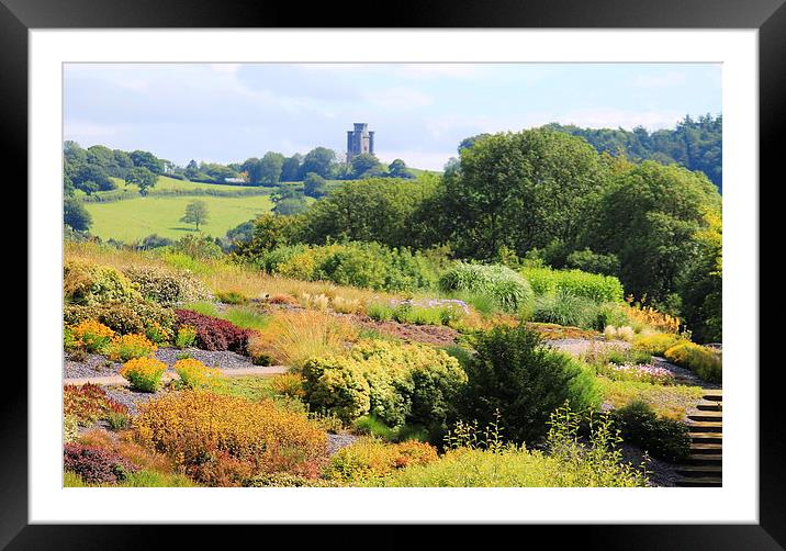 Colourful Garden and tower Framed Mounted Print by Kayleigh Meek