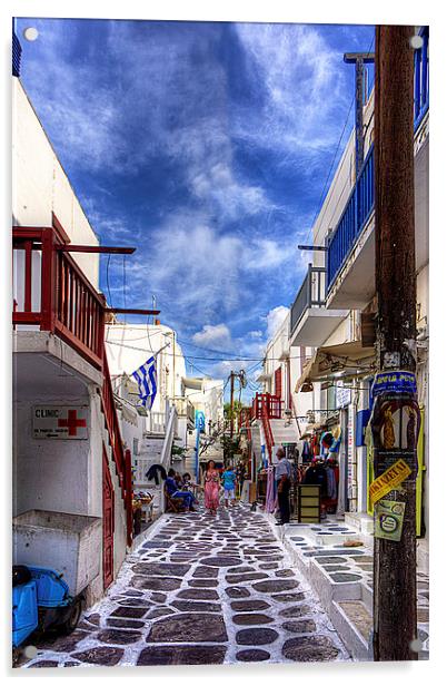Market Day in Mykonos Acrylic by Tom Gomez