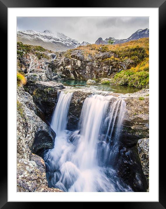 Glen Brittle Waterfall Framed Mounted Print by Richard Peck