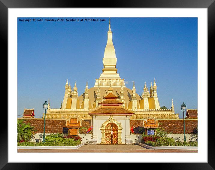 Laos - Pha That Luang Framed Mounted Print by colin chalkley