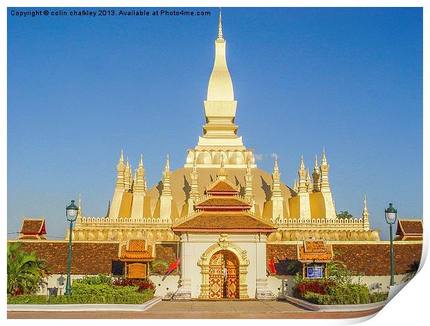 Laos - Pha That Luang Print by colin chalkley