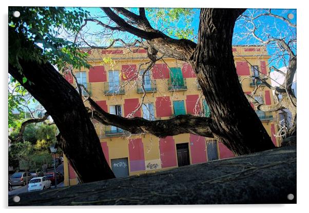 Building behind some trees Acrylic by Jose Manuel Espigares Garc