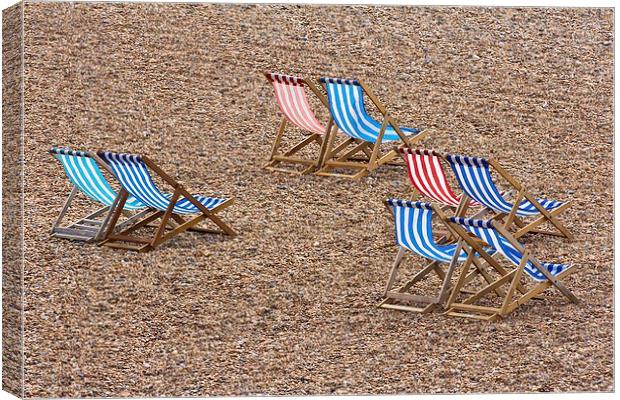 Deckchairs on a Blustery Brighton Beach Canvas Print by Wendy Williams CPAGB