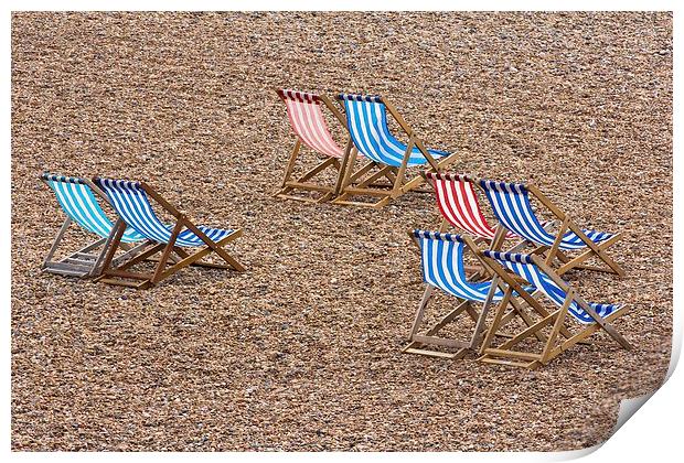 Deckchairs on a Blustery Brighton Beach Print by Wendy Williams CPAGB