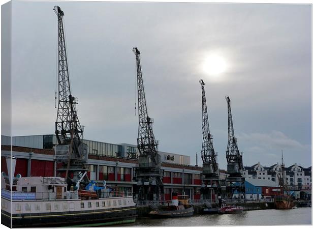 Bristol Cranes and M Shed Canvas Print by Stephen Cocking