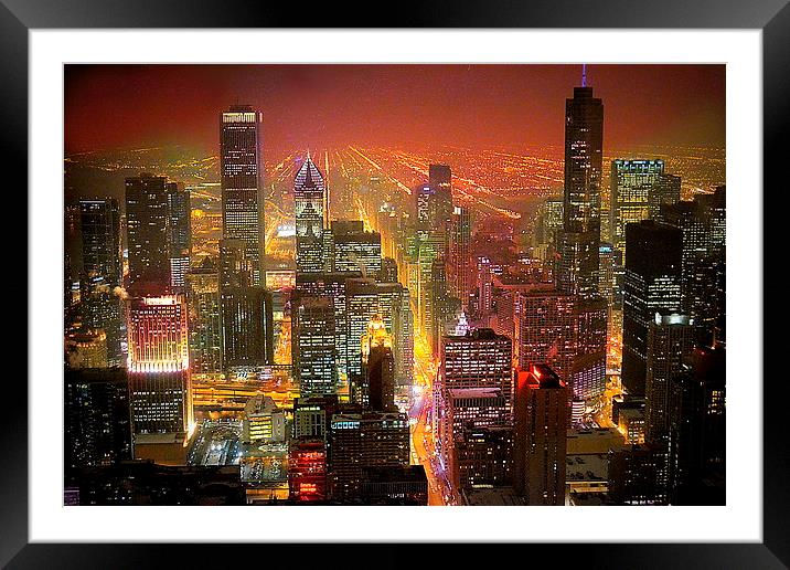 Chicago From The 96th Floor Framed Mounted Print by Ruta Naujokiene