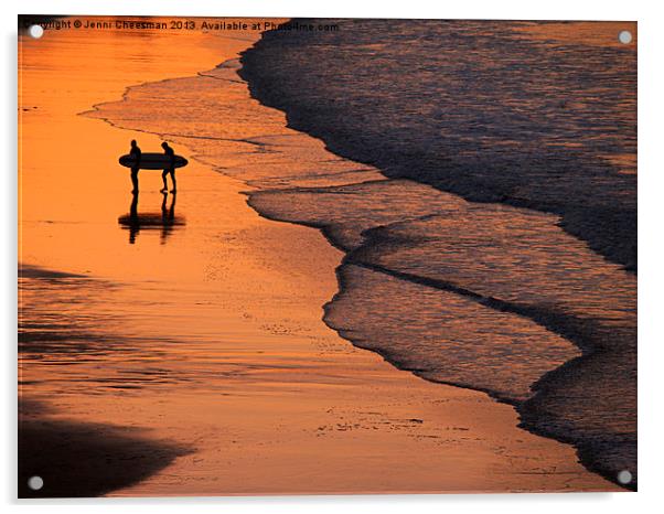 Harlyn Bay Sunset Acrylic by Jenni Cheesman