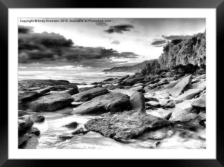 Rugged Australia Coastline Framed Mounted Print by Andy Anderson