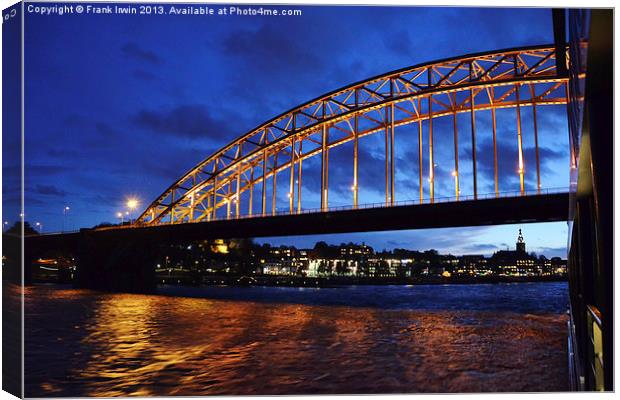 A Rhine bridge at night. Canvas Print by Frank Irwin