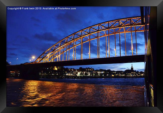A Rhine bridge at night. Framed Print by Frank Irwin