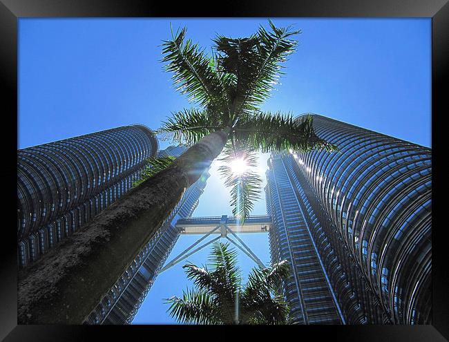 Petronas Towers Sunbeam Framed Print by Luke Newman