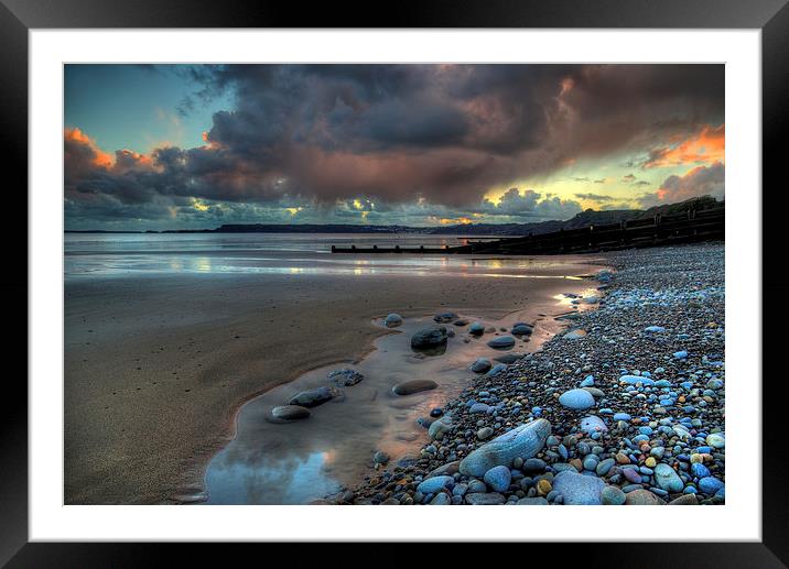 Amroth beach sunset Framed Mounted Print by Simon West