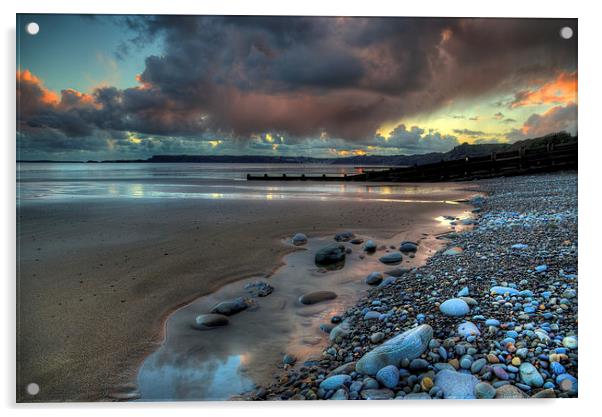 Amroth beach sunset Acrylic by Simon West