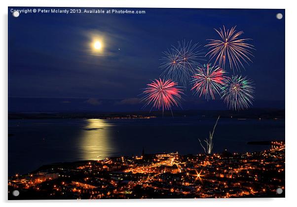 Fireworks by Moonlight ! Acrylic by Peter Mclardy