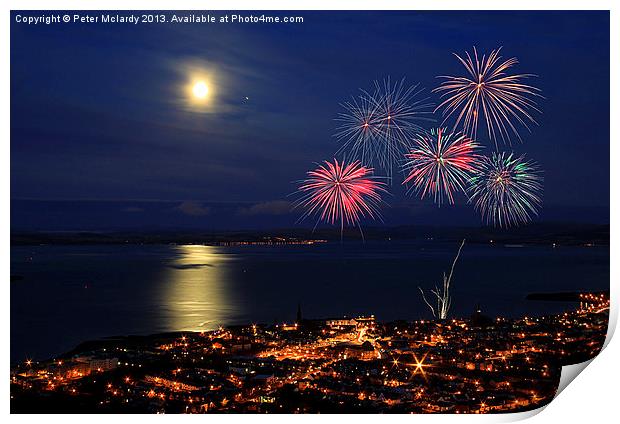 Fireworks by Moonlight ! Print by Peter Mclardy