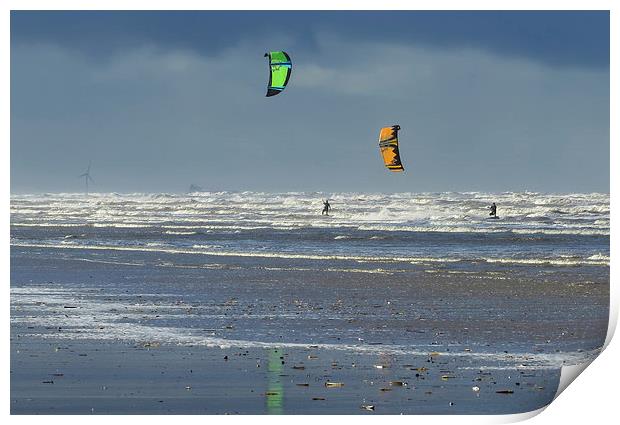 Kitesurfing Print by Roger Green