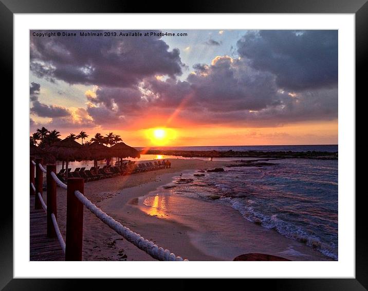 Sunset at Playa Del Carmen Framed Mounted Print by Diane  Mohlman
