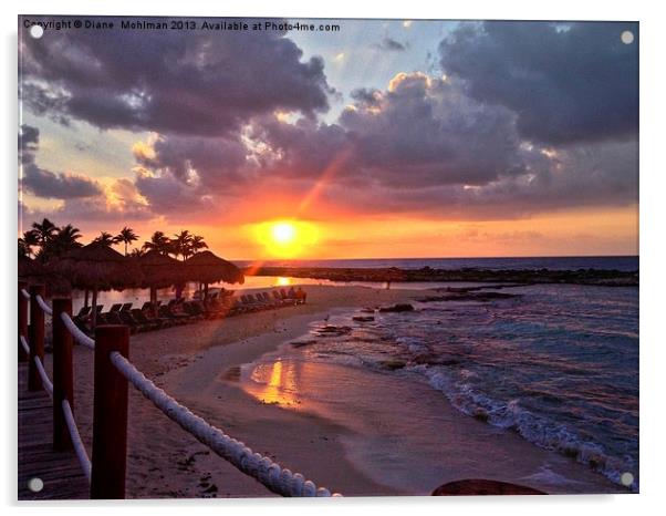 Sunset at Playa Del Carmen Acrylic by Diane  Mohlman