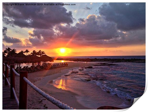 Sunset at Playa Del Carmen Print by Diane  Mohlman